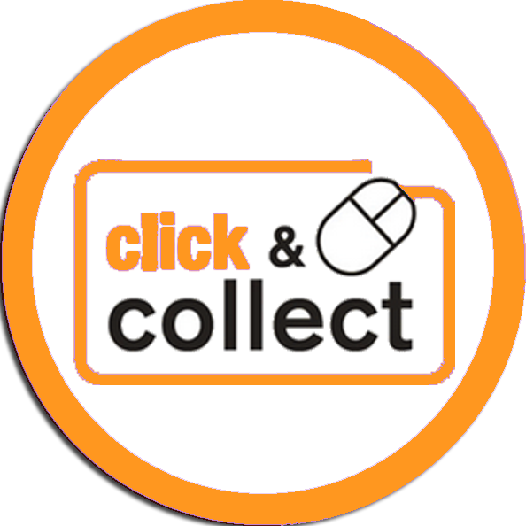 click and collect icon round tan