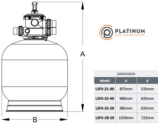 Onga Leisuretime LSFII Sand Media Filter Dimensions